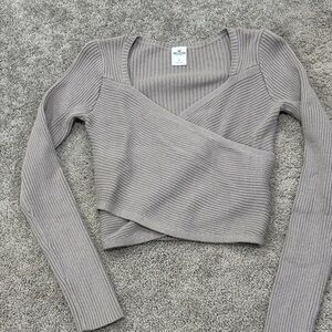 Hollister Purple/Grey Ribbed Knit Sweater Top
